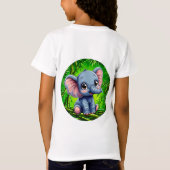 かわいいキャラクターの象 Tシャツ (裏面)