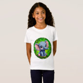 かわいいキャラクターの象 Tシャツ (正面フル)