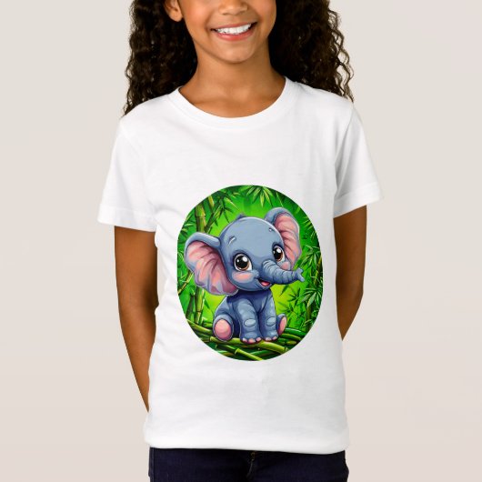 かわいいキャラクターの象 Tシャツ (正面)