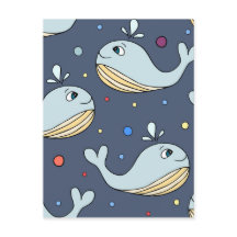 かわいいキャラクターの赤ちゃんクジラ 青