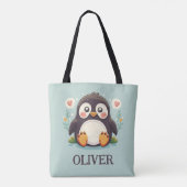 かわいいキャラクターの赤ちゃんペンギン トートバッグ (裏面)