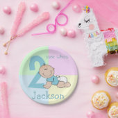 かわいいキャラクターの赤ちゃん男の子 2歳の誕生日 ペーパープレート (パーティー)