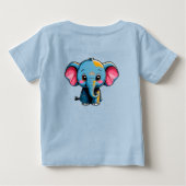 かわいいキャラクターの赤ちゃん象 ベビーTシャツ (裏面)