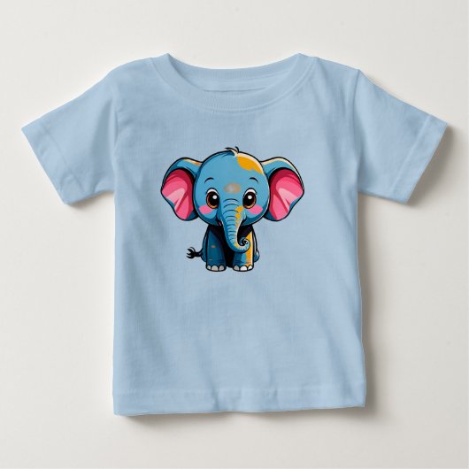 かわいいキャラクターの赤ちゃん象 ベビーTシャツ (正面)