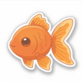 かわいいキャラクターの金魚 シール (正面)