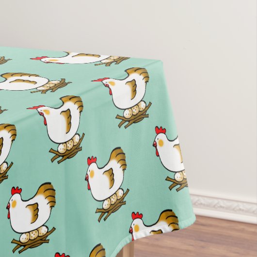 かわいいキャラクターの雌鳥と農場の卵 テーブルクロス (インサイチュ)