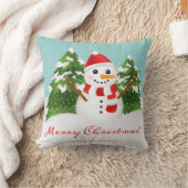 かわいいキャラクターの雪だるまのカスタム家族の名前のクリスマス クッション (ブランケット)