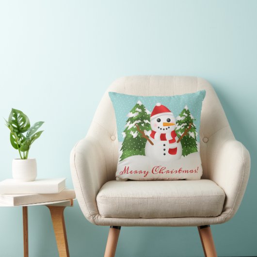 かわいいキャラクターの雪だるまのカスタム家族の名前のクリスマス クッション (椅子)