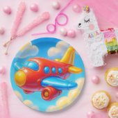 かわいいキャラクターの飛行機 ペーパープレート (パーティー)