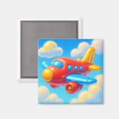 かわいいキャラクターの飛行機 マグネット (正面/裏面)