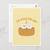 かわいいキャラクターの餃子とパンアジアンフードユーモアラブコテ ポストカード (正面/裏面)