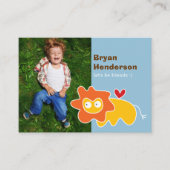 かわいいキャラクターの黄色いライオンの写真 子供の遊びの日 コーリングカード (正面)