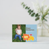 かわいいキャラクターの黄色いライオンの写真 子供の遊びの日 コーリングカード (スタンド正面)