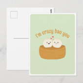 かわいいキャラクターのBaoとアジアンフードのラブコメプレート ポストカード (正面/裏面)