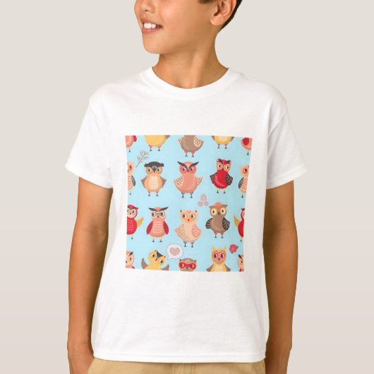かわいいキャラクターふくろうのデザイン Tシャツ (正面)