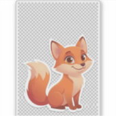 かわいいキャラクターオレンジ色のキツネ シール (正面)