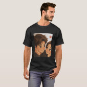 かわいいキャラクターカップル Tシャツ (正面フル)