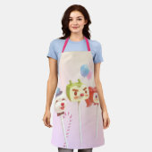 かわいいキャラクターケーキポップ エプロン (着用した状態)