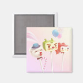 かわいいキャラクターケーキポップ マグネット (正面/裏面)