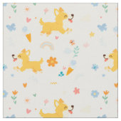 かわいいキャラクターコーギー犬 ファブリック (クローズアップ)