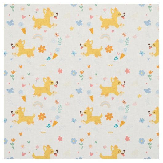 かわいいキャラクターコーギー犬 ファブリック (見本)
