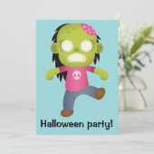 かわいいキャラクターゾンビ娘ハロウィンパーティー 招待状 (スタンド正面)