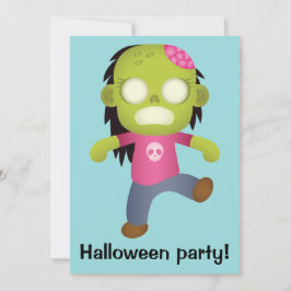 かわいいキャラクターゾンビ娘ハロウィンパーティー 招待状