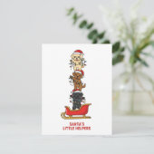 かわいいキャラクタードッグのクリスマスカード – サンタのヘルパー シーズンカード (スタンド正面)