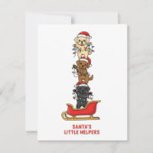 かわいいキャラクタードッグのクリスマスカード – サンタのヘルパー シーズンカード (正面)