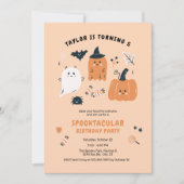 かわいいキャラクターハロウィーン誕生日パーティー 招待状 (正面)