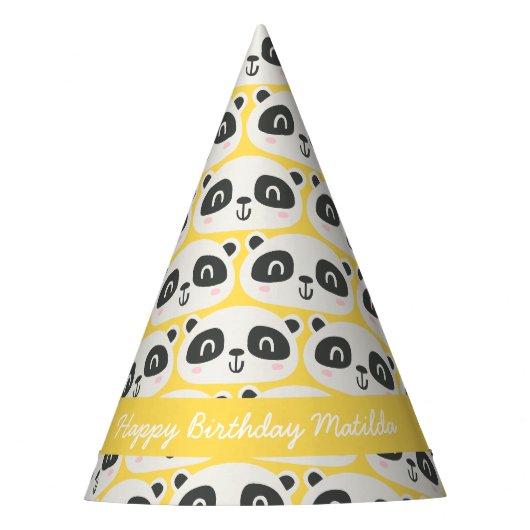 かわいいキャラクターパンダの子供の誕生日 パーティーハット (正面)