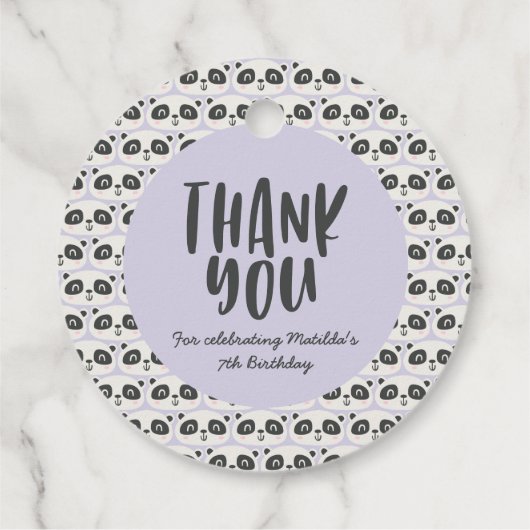 かわいいキャラクターパンダの子供の誕生日 フェイバータグ (裏面)