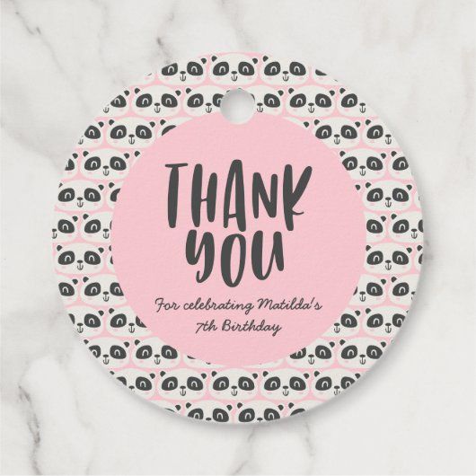 かわいいキャラクターパンダの子供の誕生日 フェイバータグ (裏面)