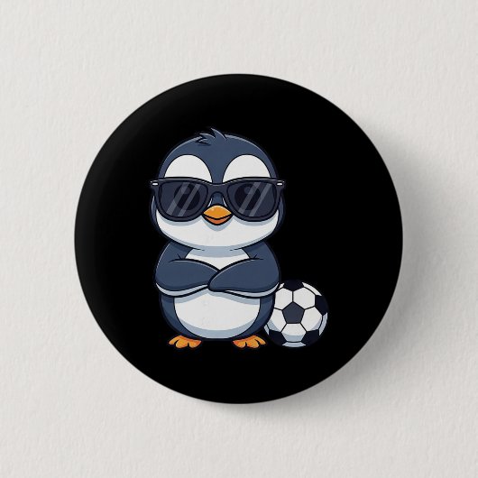 かわいいキャラクターペンギンのサッカー選手 缶バッジ (正面)