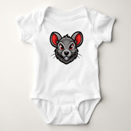 かわいいキャラクターマウスフェイス ベビーTシャツ  ベビーボディスーツ
