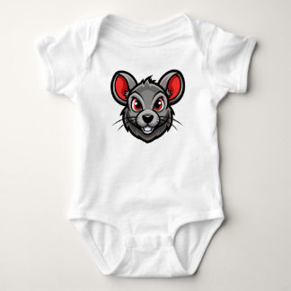 かわいいキャラクターマウスフェイス ベビーTシャツ  ベビーボディスーツ