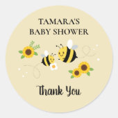 かわいいキャラクターママとビーの赤ちゃんシャワー ラウンドシール (正面)