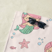 かわいいキャラクター人魚の模様 ビーチタオル (インサイチュ)