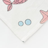 かわいいキャラクター人魚の模様 フリースブランケット (角)