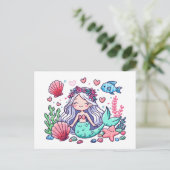 かわいいキャラクター人魚 ポストカード (スタンド正面)