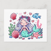 かわいいキャラクター人魚 ポストカード (正面)