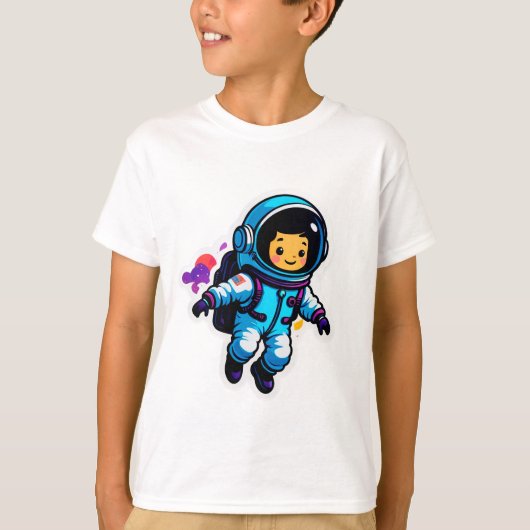 かわいいキャラクター宇宙飛行士 Tシャツ (正面)