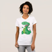かわいいキャラクター恐竜のティラノサウルス Tシャツ (正面フル)