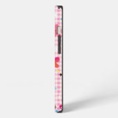 かわいいキャラクター柄 ピンク iPhoneケース (左側面)