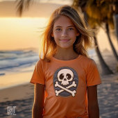 かわいいキャラクター海賊ドクロ+骨の海のデザイン Tシャツ