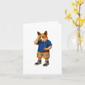かわいいキャラクター犬のイラスト カード (黄色い花)