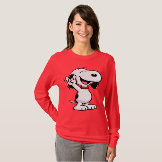 かわいいキャラクター犬のレディースロングスリーブシャツ Tシャツ