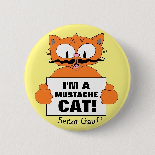かわいいキャラクター猫のひげ猫セニョール・ガト 缶バッジ (正面)