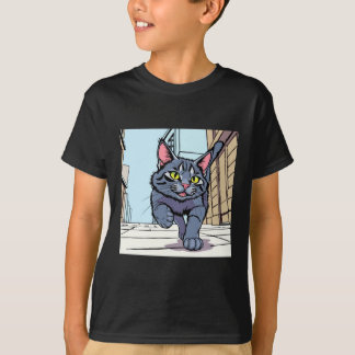 かわいいキャラクター猫のアートグラフィックTシャツ 子供用 Tシャツ