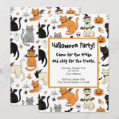 かわいいキャラクター猫のハロウィンパーティー招待状 招待状 (正面/裏面)